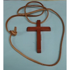 Wood Cross with Leather cord